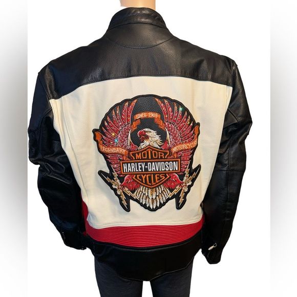 Harley Davidson‎ Women’s LG Rapid City Racing Custom Leather Biker Jacket - Picture 1 of 16
